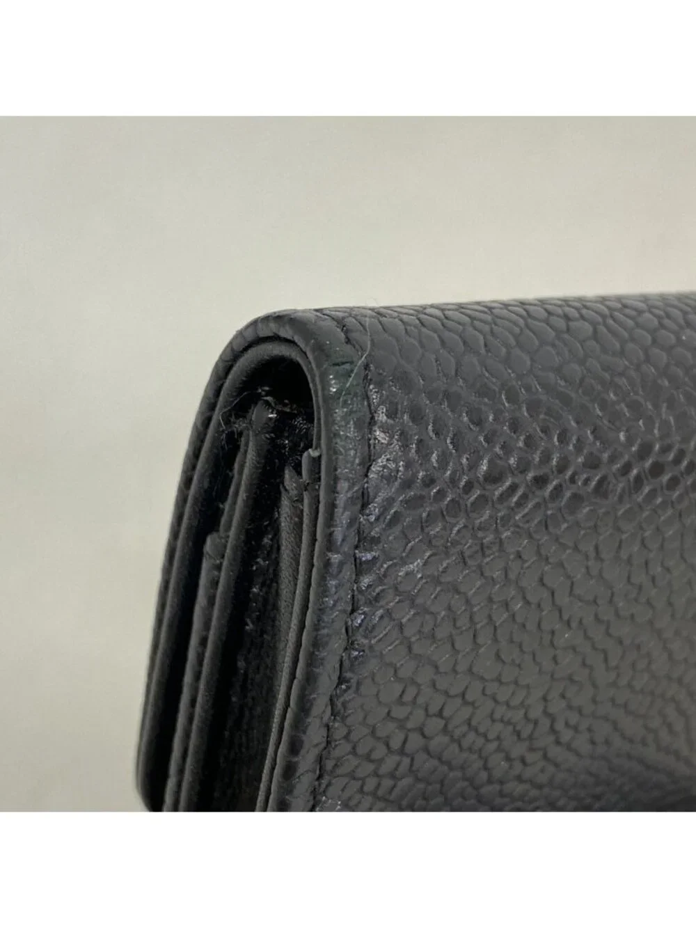 Chanel Coin Case Caviar Leather Black Silver